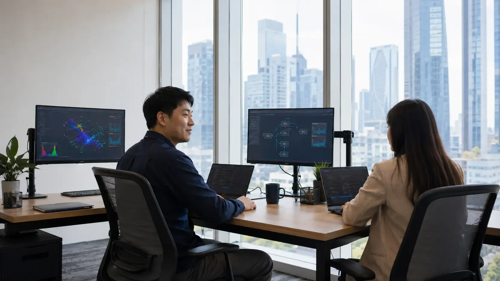 Modern Bangkok office with city view