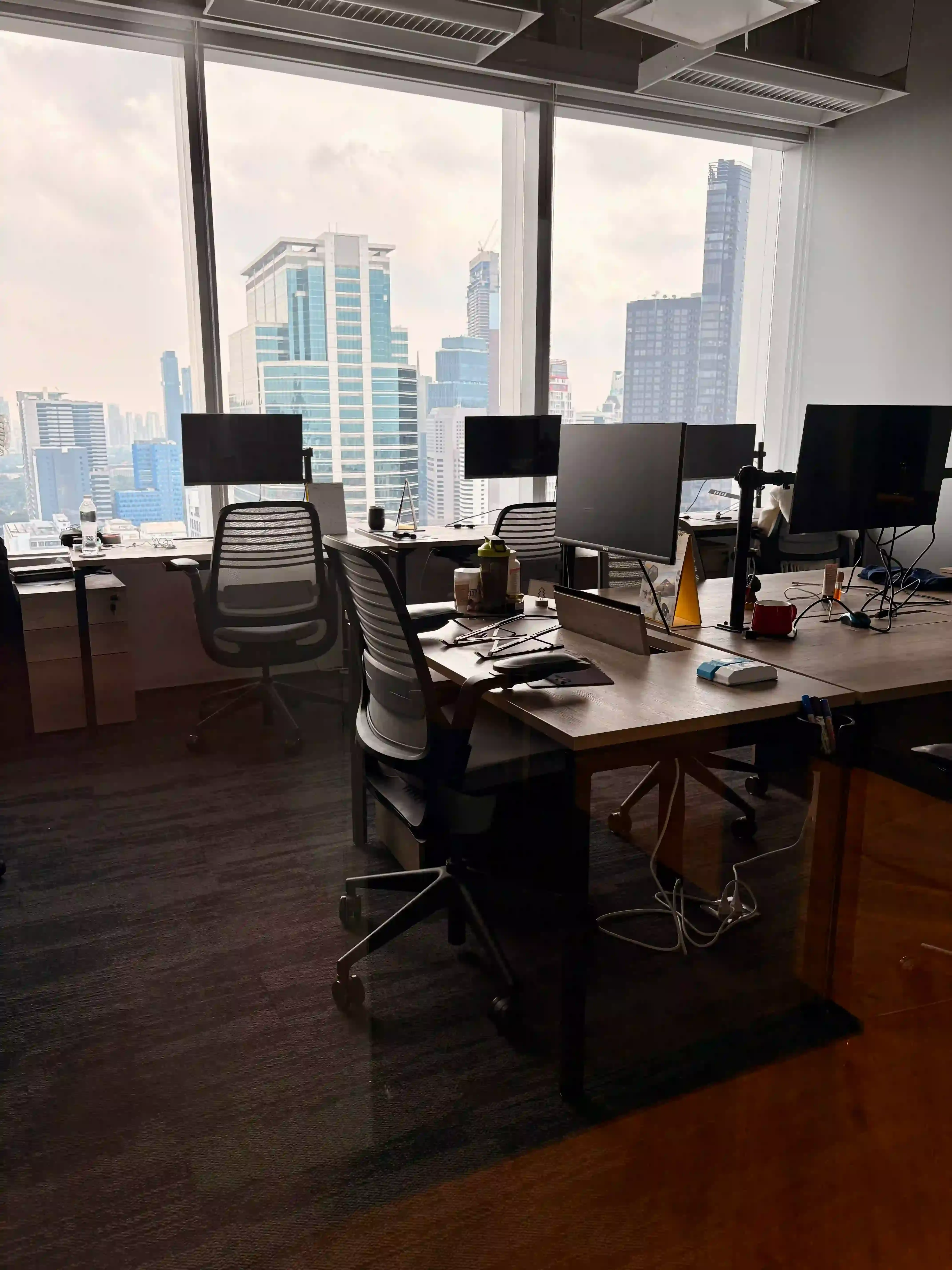 Developer workspace in a modern Bangkok office