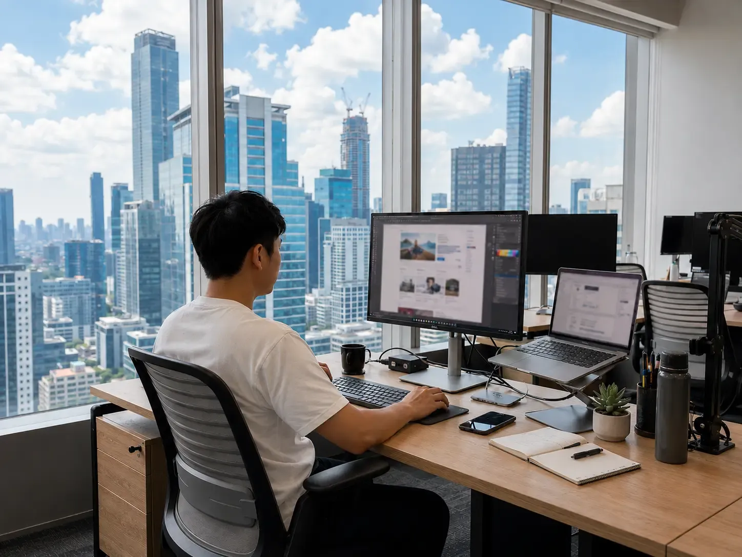 Meeting room with city view in a Bangkok office